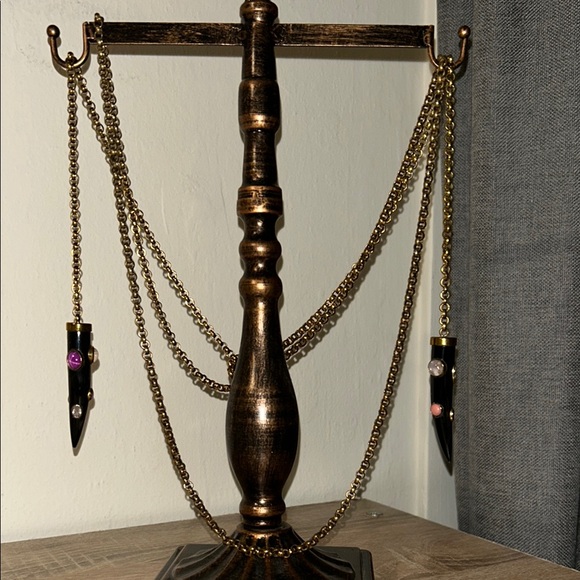 Elegant Black and Gold Necklace with Chain Swags